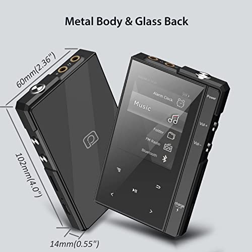 Image of 96 GB MP3 Player with Bluetooth 5.0, Phinistec Z6 Digital Audio Player with Speaker, 2.4 Inch IPS Music Player, Super Battery Life, FM Radio, E-Book, Video, Voice Recording up to 256 GB