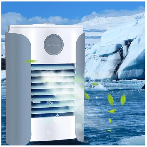 WXJHNYBS Air Acondicionador Portatil 3 En 1,con Función De Altavoz Bluetooth Aire Condicionado Portatil Luces Led De 8 Colores,Humidificación Climatizador Portatil Pequeño Oficina En Casa
