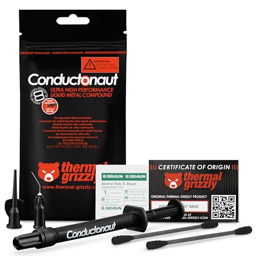 Thermal Grizzly Conductonaut - 5 Gram - High Performance Liquid Metal Compound Thermal Paste for Superior CPU/GPU/Console Cooling - Made in Germany