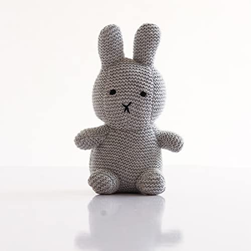 Image of Pluchi Cotton Knitted Grey Bobby Bunny Soft Toy for Babies & Kids 19cm x 13cm