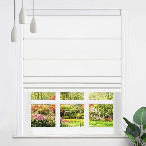 Cordless Roman Shades for Windows Blackout Fabric Roman Blinds with