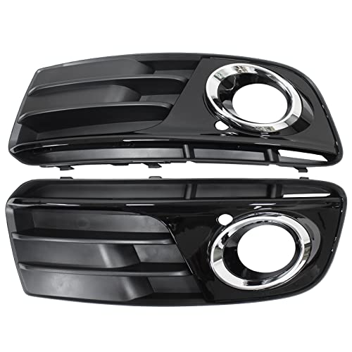 NewYall Pair Glossy Black ABS Front Bumper Lower Fog Light Cover Grill Grilles Insert for Audi Q5 2013-2017 Left Driver and Right Passenger Side 8R0807681M 8R0807682J