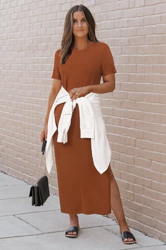 Image of Arach&Cloz Women's Wool Blend Lightweight Spring Casual T Shirts Maxi Dress 2026