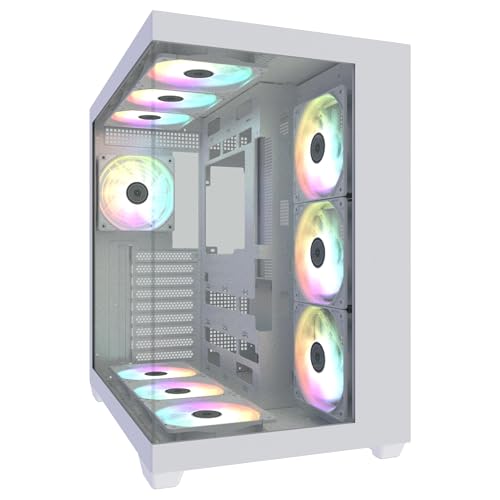 Image of GALAX HOF ALLSYNQ Dual-Chamber ATX Mid-Tower Computer Case /Gaming Cabinet with 270 View preinstall 7 ARGB Fans | Support E-ATX, ATX, M-ATX, Mini-ITX -PC CASE White
