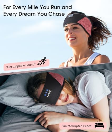 Image of MUSICOZY Sleep Headphones Bluetooth 5.4 Headband, Wireless Earphones Music Sleep Earbuds Sleeping Eye Mask with HD Stereo Speakers for Workout Running Travel Yoga, Ideal Gifts (Red & Black)