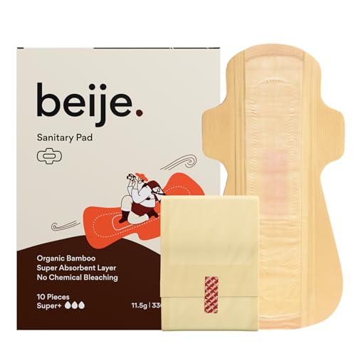 beije Super+ Pads - Thin Design Super Absorbent Hypoallergenic & Odorless Chemical-Free Vegan & Cruelty-Free menstrual Pads for Lasting Comfort & Sensitive Skin Box of 10