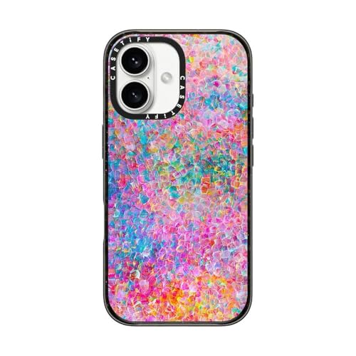 CASETiFY Impact Case for iPhone 16 [Slim / 8.2 ft. 4X Military Grade Drop Protection/Wireless Charging Compatible] - My Neon Summer - Clear Black by CASETiFY - Used condition - US$13.99