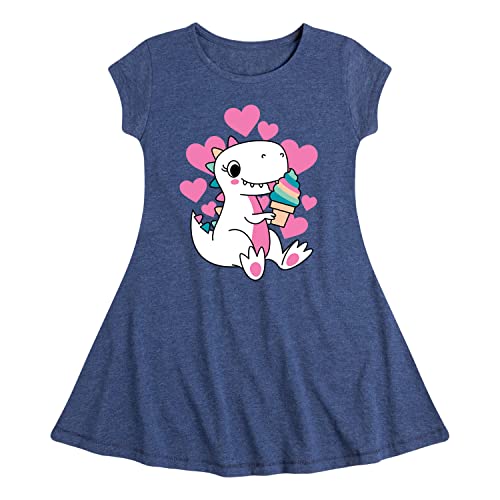 Instant Message - Ice Cream Dinosaur - Toddler & Youth Girls Fit & Flare Dress