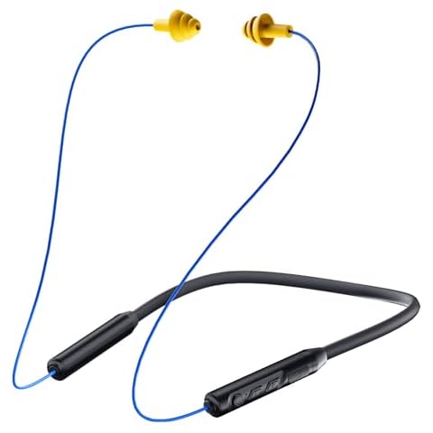 MIPEACE Bluetooth Earplug Headphones, Neckband Wireless Earbuds earplugs-29db Noise Reduction isolating in-Ear earplug Earphones and Controls,IPX5 sweatproof,19+Hour Battery(Blue) Cover
