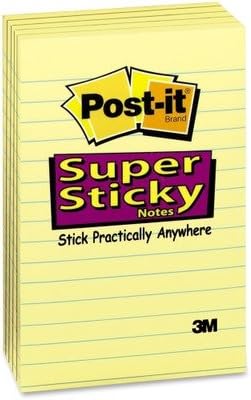 (3 Pack Value Bundle) MMM6605SSCY Super Sticky Notes, 4 x 6, Lined, Canary Yellow, 5 90-Sheet Pads/Pack