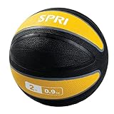SPRI Xerball Medicine Ball Thick Walled Durable Construction with Textured Surface, Yellow, 2-Pound