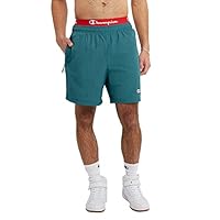 Champion Warm, Nylon, Gym Men, Athletic Shorts, 6", Aqua Tonic Small Script, X-Small