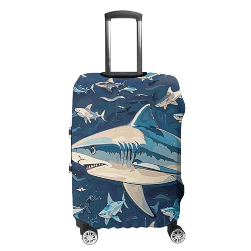 Travel Luggage Cover Elastic Suitcase Protector Anti-Scratch Washable Sharks Nautical Luggage Sleeve Tsa Approved Carry on Covers Baggage Cover Fits 18-32 Inch Luggages4