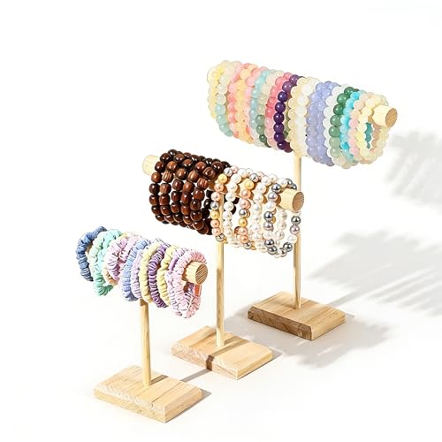 RFYTDCF 3 Stück Schmuckständer Holz T-förmiger Schmuck Ständer Armband Halter Ketten Aufbewahrung Ohrringständer Kettenhalter für Halsketten Armbänder Ohrstecker Ringe Ohrringe