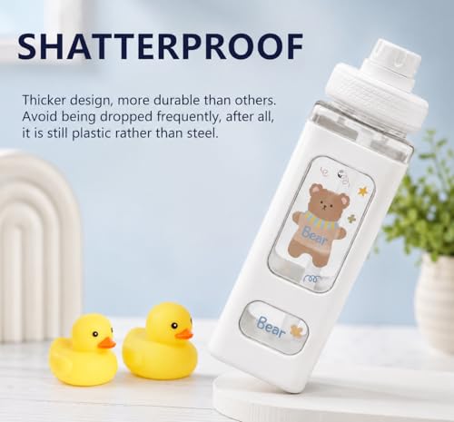 Image of Kawaii Water Bottle for Girls with Straw & Movable Handle | Leak-Proof BPA-Free Cute Plastic Bottle with 2D & 3D Stickers | Stylish School & Travel Bottle for Kids (750 ml) (White)