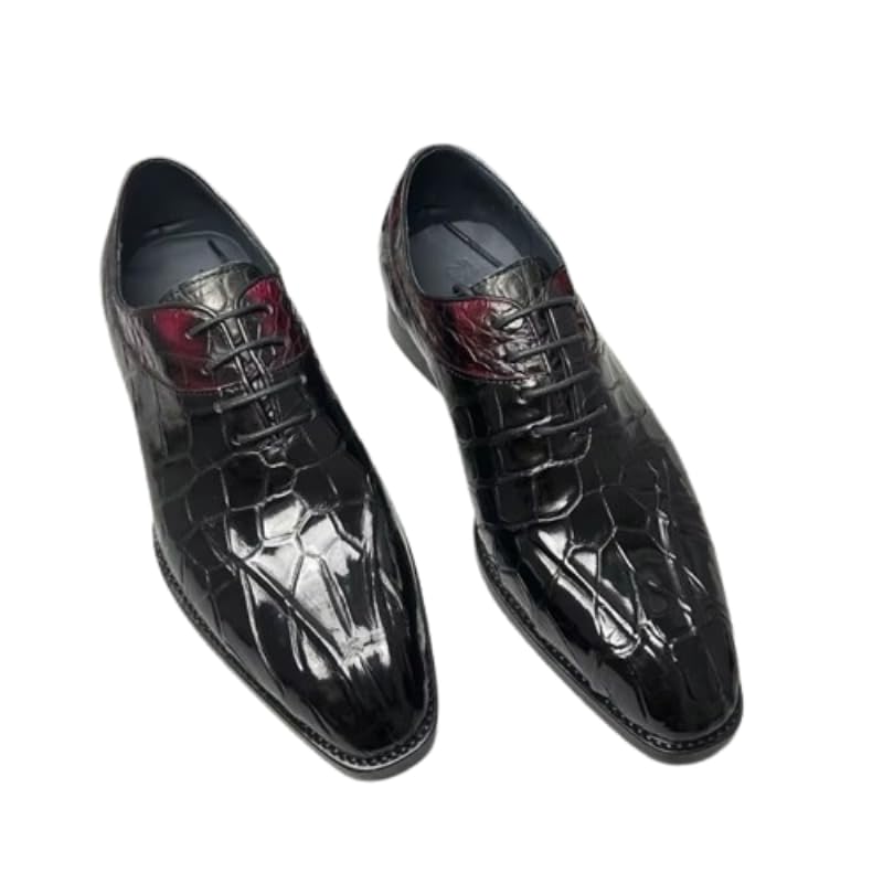 Authentic Real Crocodile Skin Square Toe Men Dress Oxfords Genuine