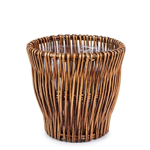Household Essentials Small Reed Willow Waste Basket, Handwoven Basket with Removable Liner...