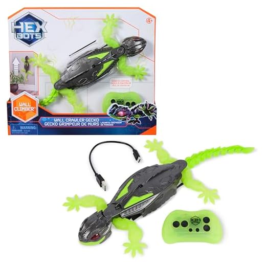 HEX BOTS Geco Telecomandato, Giocattolo Interattivo Radiocomandato, Ricaricabile con Cavetto USB, Si Arrampica sulle Pareti e Corre sui Pavimenti, Giocattolo per Bambini e Bambine, 4+ Anni