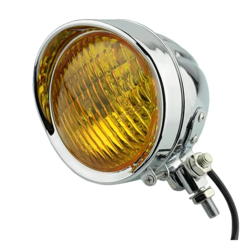 KUNYOS Faros De Motocicleta Para Chopper Bombilla De Luz Antiniebla Para Faro Delantero De Motocicleta De 4 3/4' Y 4,75'(Chrome With Yellow)
