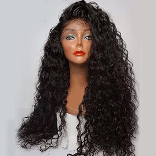 QD-Tizer Perucas de cabelo encaracolado solto perucas frontais entrelaçadas sintéticas para mulheres
