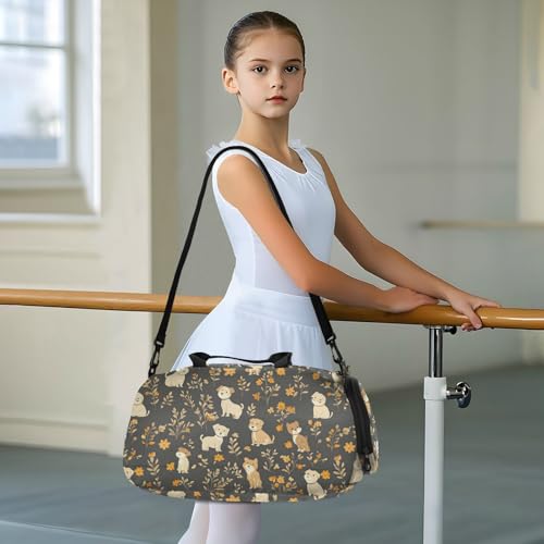 Duffle Bag for Boys or Girls with Shoes Compartment, Dog Leaf Pattern Sports Travel Bag Overnight3