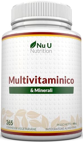 Multivitaminico Completo - 365 Compresse (1 Anno di Scorta) - 25 Vitamine e Minerali Essenziali per Uomo e Donna - Adatto ai Vegetariani - Prodotto in Europa - Integratore Nu U Nutrition