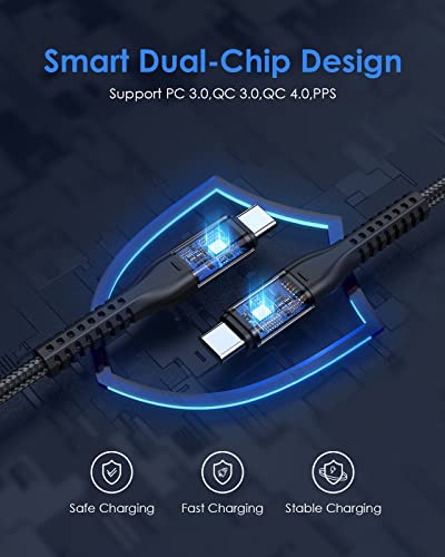 Lention Usb C To Usb C Cable 6.6Ft 100W, Type C 20V/5A Fast Charging Braided Cord Compatible New Macbook Pro/Air, Ipad Pro/Air/Mini, Surface, Samsung Galaxy S21/S20/S10/S9/Note, Switch, And More(Grey) #TOP4