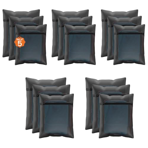 Image of Kuber Industries Pack of 15 Polyester Laundry Mesh Bag for Washing Machine | Laundry Bag for Clothes with Zip for Lingerie, Jeans, Hosiery, Stocking & Socks | YZ-2-BLK | Plain - Black
