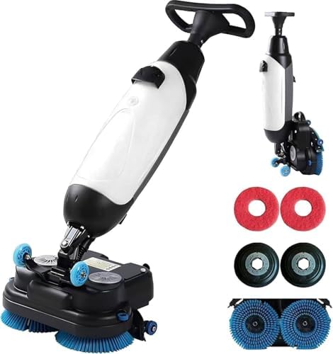 Commercial Floor Scrubber Machine, Walk-Behind Electric Polisher with Dual Brushes, 43 cm Cleaning Width for Wood, Tile, Terrazzo & Marble Floors