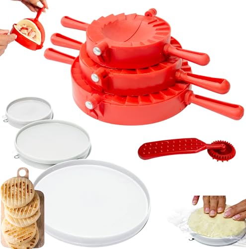 Latin Cuisine Kit with Empanada Maker Press (3 Sizes) + Pasta Cutter + Molde para Arepas (3 sizes) - Molde para Empanadas also ideal for Quesadilla Crimper, Dumpling Wrappers, Tortillas, Pierogies