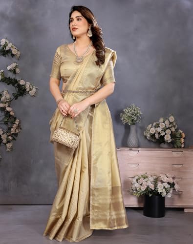 Image of Yashika Women's Banarasi Kanjivaram Silk Woven Saree with Blouse Material|| Pongal Special South Indian kerala Sarees