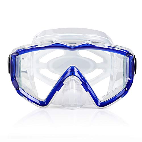 Image of Adult Pano 3 Scuba Diving Mask, Tempered Glass Snorkel Mask Anti-Fog Swim Mask No Leakage Swim Goggles with Nose Cover Snorkeling Gear for Snorkeling, Freediving, Swimming