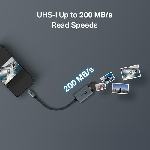 TP-Link SD Card Reader USB C, Dual Slot 3.0 Type-C Memory Card Reader, 5Gbps Aluminum Camera Adapter, Supports SD Micro SD SDXC SDHC UHS-I for iPhone 16/15 Pro Max MacBook, Laptop, Android&More-UA430C - Thumbnail 6