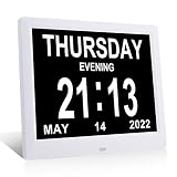 SZSLG Digital Calendar Dementia Clock 9 Inch Date Time Day of The Week Clock with 8 Alarm Options Au