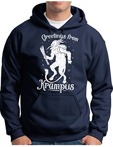 Sweat à capuche Krampus grand confort pull marine S au 4XL