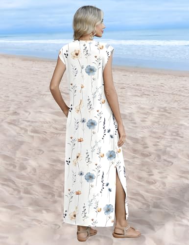 Image of Zeagoo Summer Dresses for Women 2026 Long Maxi Sundresses Loose Split Wrinkle-Free Beach Travel Vacation Clothes
