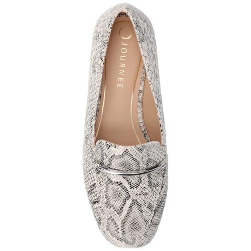 Image of Journee Womens Loafer Flat Notched Topline Square Toe Slip-On Block Heel - Wrenn Casual Dress Shoe