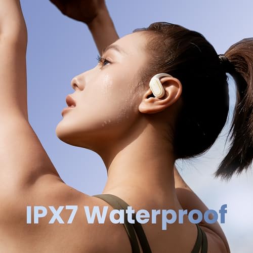 Image of Open Ear Headphones Earbuds Wireless - 5.4 Bluetooth Ear Buds with LED Digital Display IPX7 Waterproof, Wireless Headphones Touch Control Air Conduction Stereo Sound with 18.2mm Drivers 40H Playtime