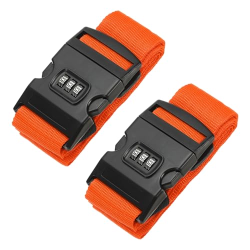 Image of PATIKIL Luggage Straps, 2 Pack Suitcase Straps Adjustable Luggage Belts Strap with Combination Lock for Luggage Suitcases Travel, Orange