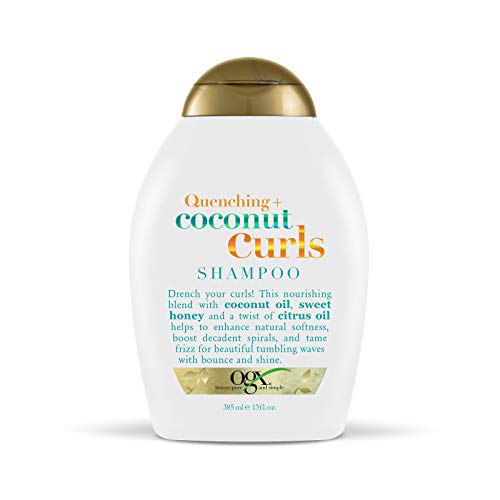 OGX Quenching + Coconut Curls Curl-Defining Shampoo, Hydrating & Nourishing Curly Hair Shampoo with Coconut Oil, Citrus Oil & Honey, Paraben-Free, Sulfate-Free Surfactants, 13 floz