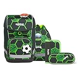 ergobag Cubo VolltreffBär Schulranzen Set 5tlg. Verschiedene Kletties (Fußball 3D)
