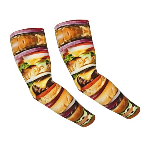 Dfeppjhg Manicotti di raffreddamento con stampa divertente, motivo cibo, maniche per braccia di raffreddamento, protezione solare unisex per sport, ciclismo, golf, nero, taglia unica