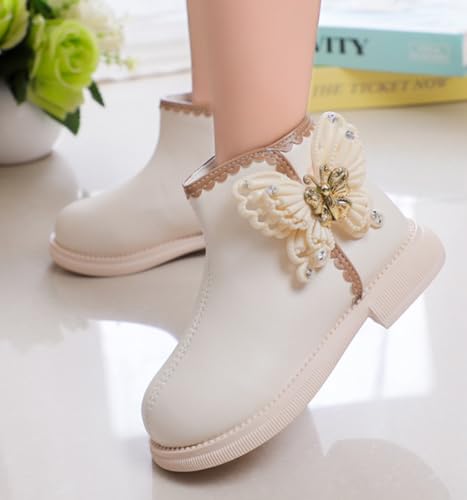 Girl's Ankle Boots Bowknot Side Zipper Princess Low Heel Leatherette Dress Booties Shoes for Toddler/Little Kid4