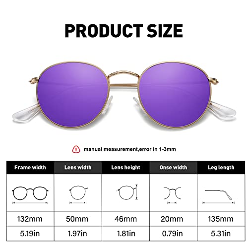 Trendy Retro Round Polarized Sunglasses for Women Men Classic Metal Frame Small Sun Glasses UV Protection4