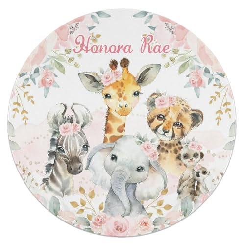 Tapete redondo personalizado de animales de safari 120 cm miniatura 2