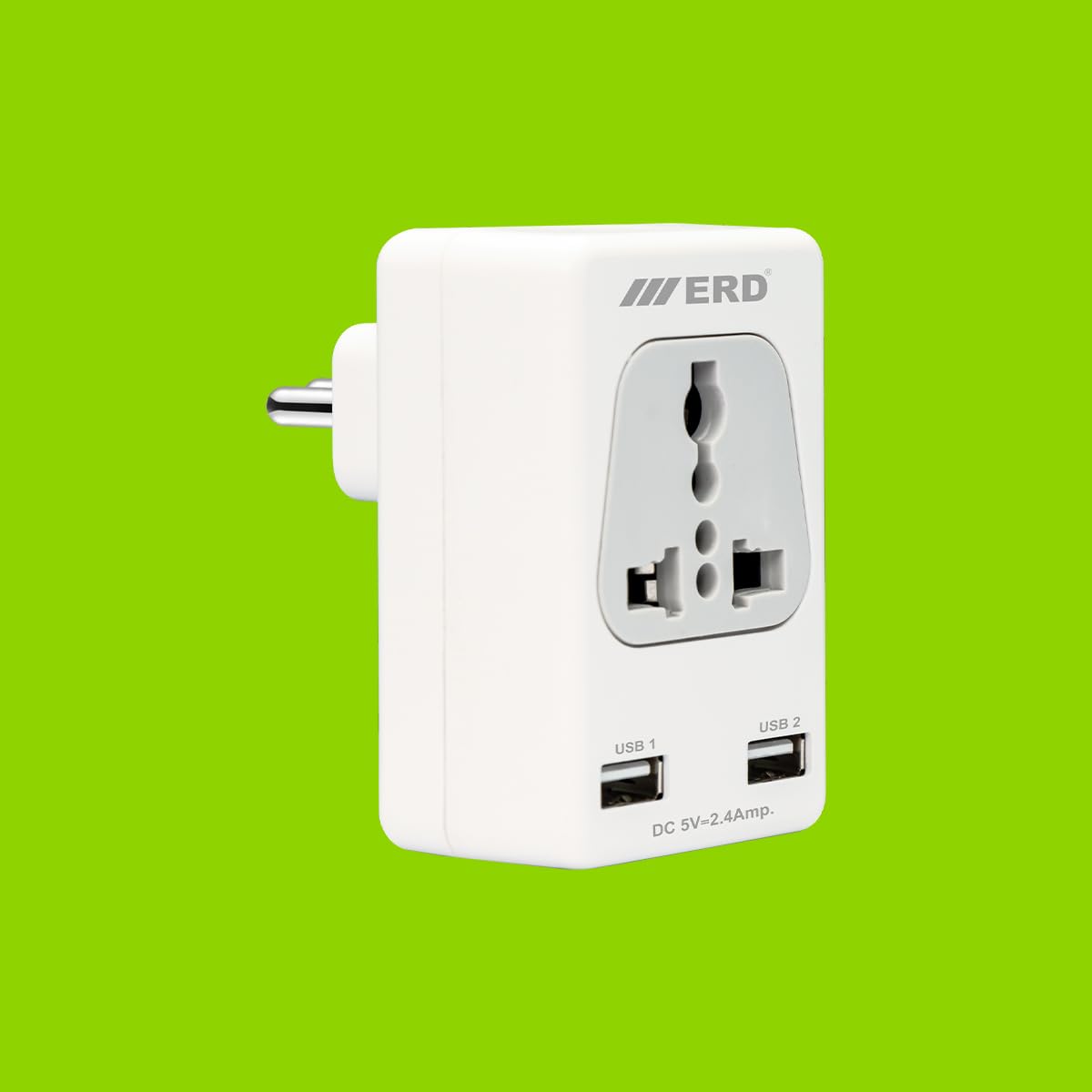 ERD EB-12 2.4 Amp Dual USB Port Charger + Universal Power Socket (220V/6A AC) 6 Amp Capacity with Noise Filter, Durable ABS Cabinet (White+Grey)-image-23