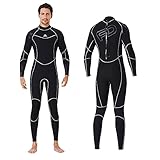 Neopren-Tauchanzug-Set, 1,5 mm Herren-Sport-Neoprenanzug, Einteilige Surf-Badeanzüge, halten warm Sonnenschutz Schnorchel-Overall-Kleidung, Schwarz, XXL