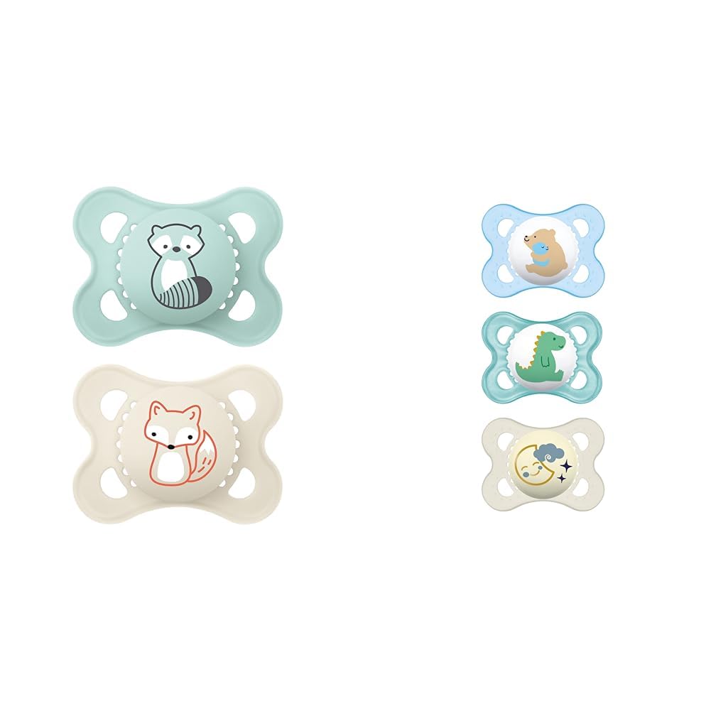 MAMOriginal Matte Baby Pacifier 2 Pack & Day & Night Silicone Pacifier 3 Pack for Boys 0-6 Months