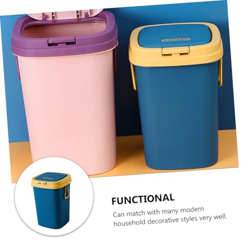 Caneca de basura portátil con tapa para cocina en azul miniatura 6