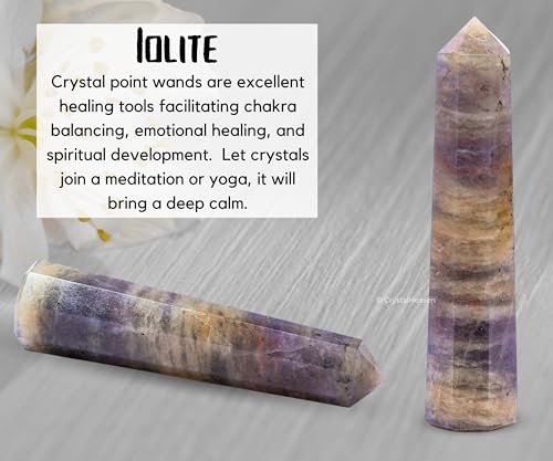 Image of Crystal Heaven Iolite Crystal Tower Obelisk Point For Chakra, Healing And Balancing - Aaa Grade Original Certified Gemstone Agate For Reiki Meditation Yoga Spiritual (3-4 Inches)